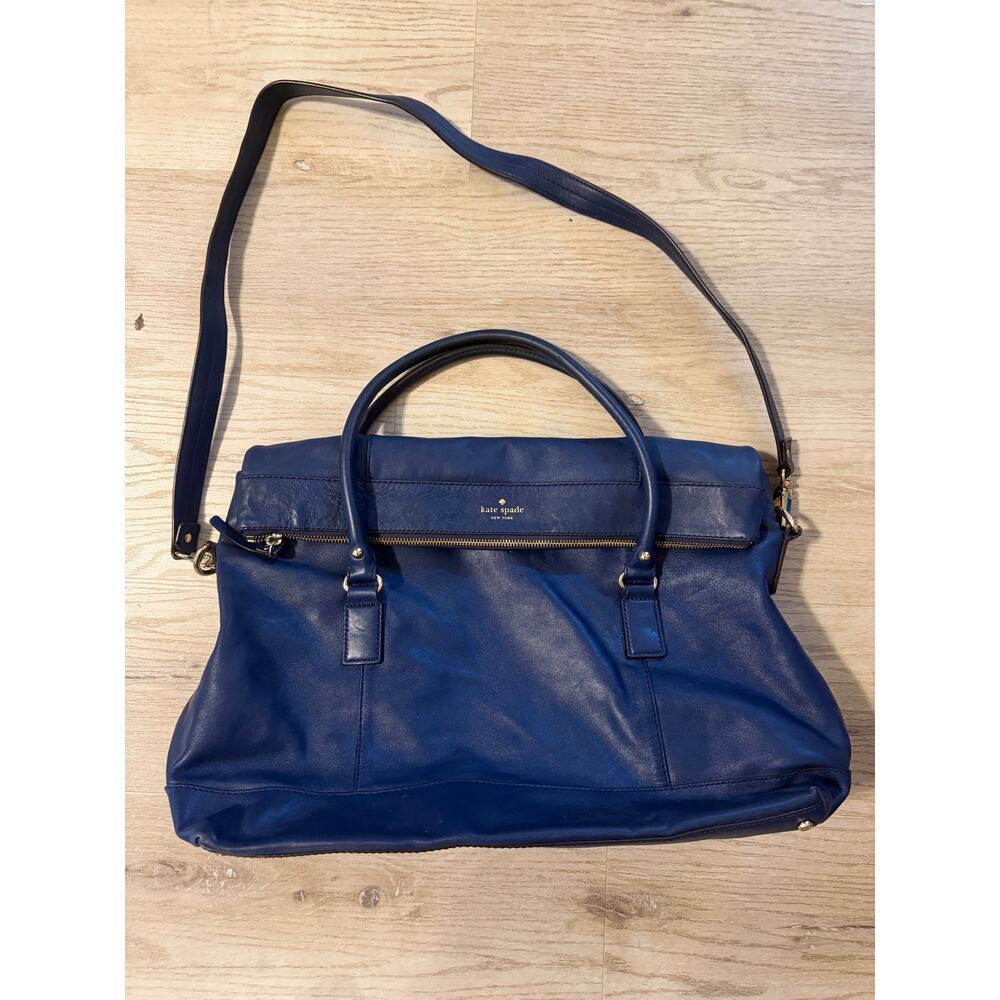Kate Spade New York large tote or weekender bag Navy 
with gold-tone hardware - Picture 2 of 8